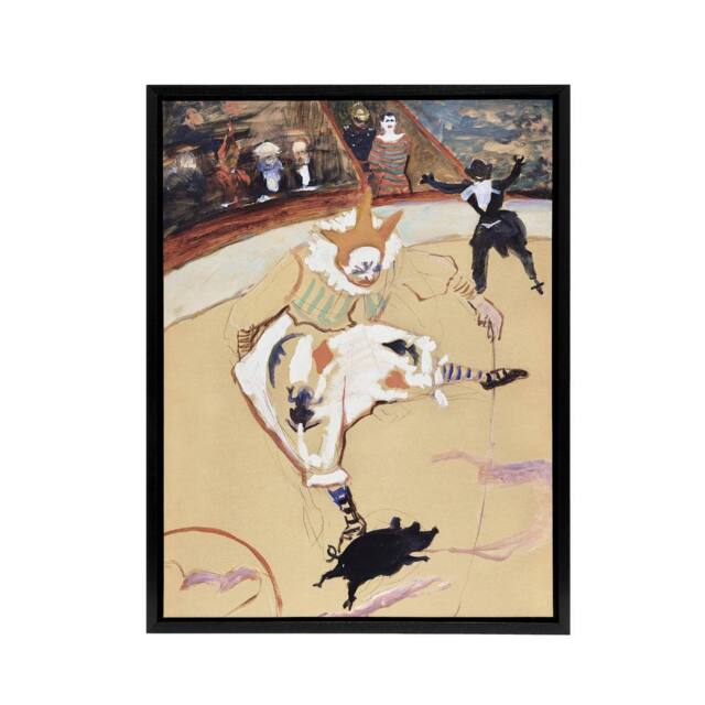 "Artery8 Medrano Circus With a Piglet Framed Canvas Wall Art Print Lautrec in Beige - Size: W12"" x H16""" - image 1