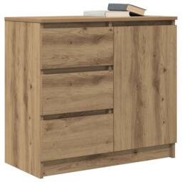 Berkfield Home Sideboard with Drawer Artisan Oak 71x35x65 cm Engineered Wood in Brown - Size: 71 x 35 x 65 cm - thumbnail 4
