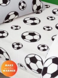 Catherine Lansfield 'Football Fleece' Fitted Sheet in White - Size: Single - thumbnail 1