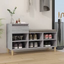 Berkfield Home Shoe Cabinet Grey Sonoma 102x36x60 cm Engineered Wood - Size: 102 x 36 x 60 cm - thumbnail 2