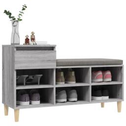 Berkfield Home Shoe Cabinet Grey Sonoma 102x36x60 cm Engineered Wood - Size: 102 x 36 x 60 cm - thumbnail 4