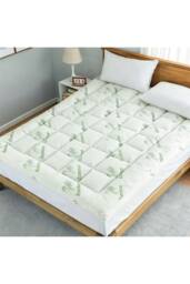 Living and Home Breathable Skin-Friendly Bamboo Printed Mattress Topper in White - Size: Super King - thumbnail 4