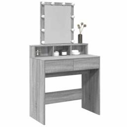 Berkfield Home Beautiful Dressing Table with LED Grey Sonoma 80x41x144.5 cm - thumbnail 4