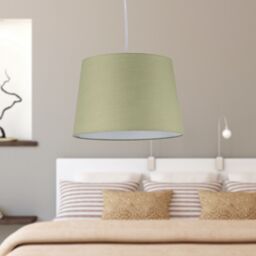 First Choice Lighting Sage Green Cotton 28cm Tapered Cylinder Pendant or Lamp Shade - thumbnail 5
