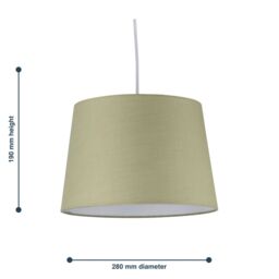 First Choice Lighting Sage Green Cotton 28cm Tapered Cylinder Pendant or Lamp Shade - thumbnail 6