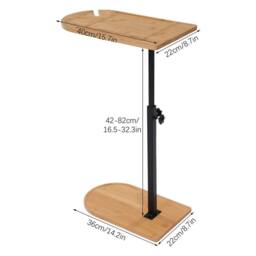 Kelvenix Size 40*22cm Bamboo C-Shaped Side End Table Tray in Brown - Size: 0.6m2 - thumbnail 2