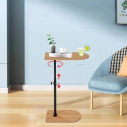 Kelvenix Size 40*22cm Bamboo C-Shaped Side End Table Tray in Brown - Size: 0.6m2 - thumbnail 4