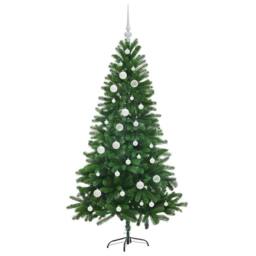 Berkfield Home Realistic Christmas Tree with 150 LEDs with Stand Green 150 cm PE - thumbnail 4