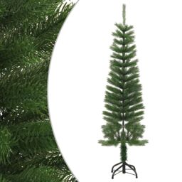 Berkfield Home Artificial Slim Christmas Tree with Stand 150 cm PE in Green - thumbnail 1