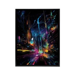 "Artery8 Abstract Cityscape New York City At Night Framed Canvas Wall Art Print - Size: W12"" x H16""" - thumbnail 1