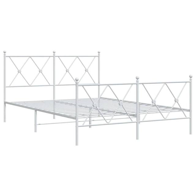 Berkfield Home Metal Bed Frame without Mattress with Footboard White 140x200cm - Size: 140x200 cm - image 1
