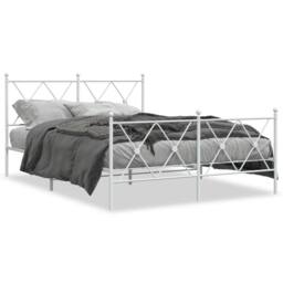 Berkfield Home Metal Bed Frame without Mattress with Footboard White 140x200cm - Size: 140x200 cm - thumbnail 3