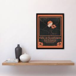 Artery8 Ethel Reed Framed Wall Art Folly or Saintliness Novel Book Cover in Black - Size: A4 - thumbnail 2