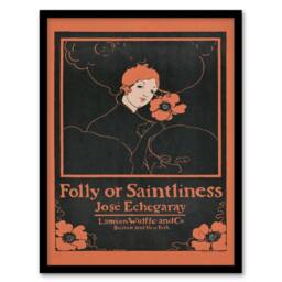 Artery8 Ethel Reed Framed Wall Art Folly or Saintliness Novel Book Cover in Black - Size: A4 - thumbnail 1