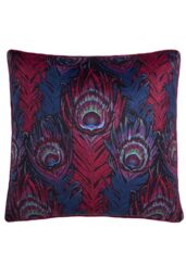 Laurence Llewelyn-Bowen 'Dandy Peacock' Jacquard Filled Cushion in Plum - Size: 55 cm x 55 cm - thumbnail 2