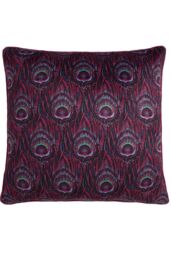 Laurence Llewelyn-Bowen 'Dandy Peacock' Jacquard Filled Cushion in Plum - Size: 55 cm x 55 cm - thumbnail 3
