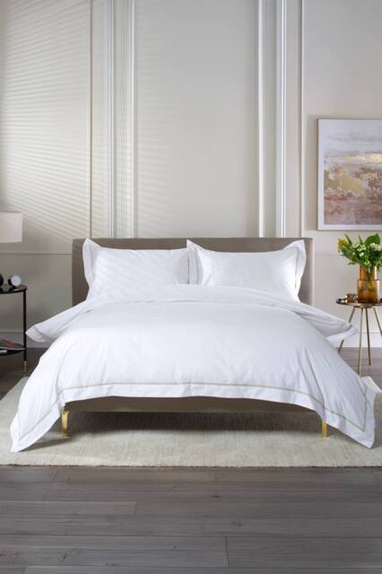 The Lyndon Company Boutique Hotel Hampstead 200 Thread Count Cotton Duvet Cover Set in Stone - Size: Single - image 1