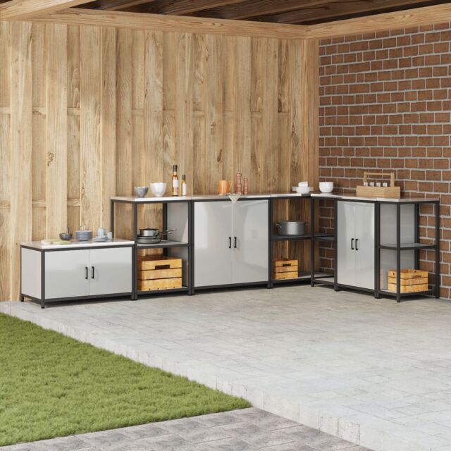Berkfield Home Kitchen Storage Cabinet with Shelf with Storage with Door Silver Galvanised steel - image 1