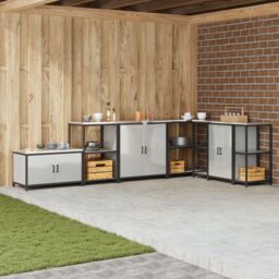 Berkfield Home Kitchen Storage Cabinet with Shelf with Storage with Door Silver Galvanised steel