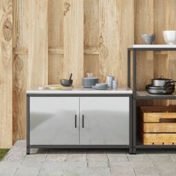 Berkfield Home Kitchen Storage Cabinet with Shelf with Storage with Door Silver Galvanised steel - thumbnail 4