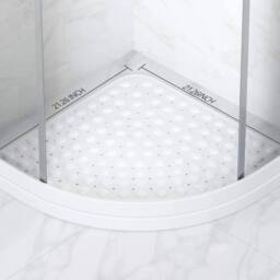 KORVIXA Non Slip Sector Rubber Corner Bath Mat in White - thumbnail 5