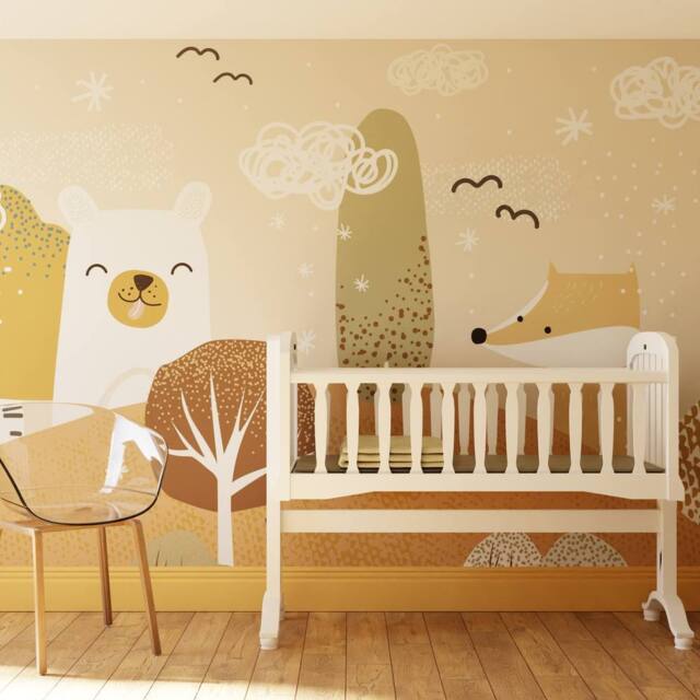 Superfresco Easy Scandi Animals Rust Print To Order 3m x 2.8m Mural in Beige - image 1