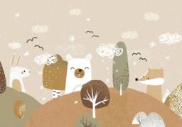 Superfresco Easy Scandi Animals Rust Print To Order 3m x 2.8m Mural in Beige - thumbnail 2