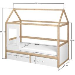 Flair Ted Play House Wooden Bed with Storage in White - Size: Single - thumbnail 6