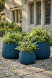 Dibor Blue Large Fibreclay Outdoor Garden Planter Plant Pot H37 x Dia55cm - thumbnail 3