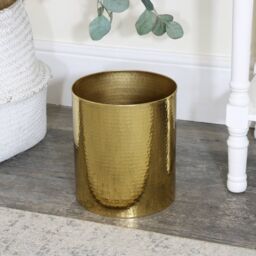 Melody Maison Metal Hammered Gold Storage Waste Bin - thumbnail 4