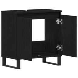 Berkfield Home Bathroom Sink Cabinet Black Oak 58x33x60 cm Engineered Wood - Size: 58 x 33 x 60 cm - thumbnail 5