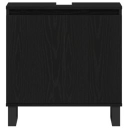 Berkfield Home Bathroom Sink Cabinet Black Oak 58x33x60 cm Engineered Wood - Size: 58 x 33 x 60 cm - thumbnail 6