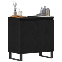 Berkfield Home Bathroom Sink Cabinet Black Oak 58x33x60 cm Engineered Wood - Size: 58 x 33 x 60 cm - thumbnail 3