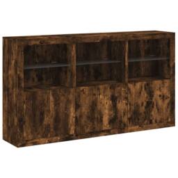 Berkfield Home Sideboard with LED Lights Smoked Oak 181.5x37x100 cm in Brown - thumbnail 3