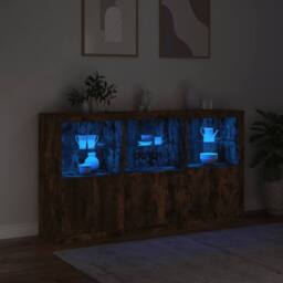 Berkfield Home Sideboard with LED Lights Smoked Oak 181.5x37x100 cm in Brown - thumbnail 5