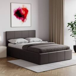 HD Designs Lisbon Ottoman Leather Fabric Bed Frame Storage Space Saving Bedroom in Brown - Size: Double - thumbnail 7