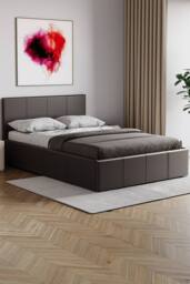 HD Designs Lisbon Ottoman Leather Fabric Bed Frame Storage Space Saving Bedroom in Brown - Size: Double - thumbnail 1