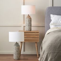 Ruma Set of 2 Bethan Embossed Grey Ceramic Table Lamp - thumbnail 1