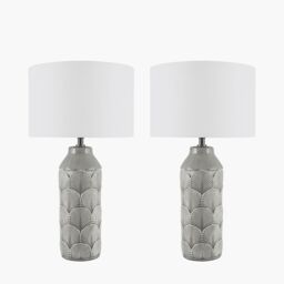 Ruma Set of 2 Bethan Embossed Grey Ceramic Table Lamp - thumbnail 2