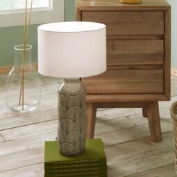 Ruma Set of 2 Bethan Embossed Grey Ceramic Table Lamp - thumbnail 5