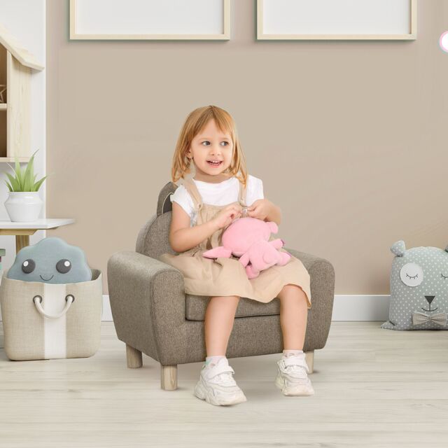 HOMCOM Kids Mini Sofa Toddler Chair Children Armchair for Bedroom Playroom Brown - image 1
