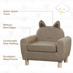 HOMCOM Kids Mini Sofa Toddler Chair Children Armchair for Bedroom Playroom Brown - thumbnail 4
