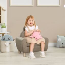 HOMCOM Kids Mini Sofa Toddler Chair Children Armchair for Bedroom Playroom Brown - thumbnail 1