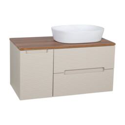 Bathroom Kingdom Monza Oatmeal & Walnut Fluted Wall Hung Vanity Basin 900mm - thumbnail 1