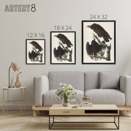 "Artery8 Turkey Buzzard Vulture Audubon Nature Black Framed Canvas Wall Art in White - Size: W12"" x H16""" - thumbnail 4
