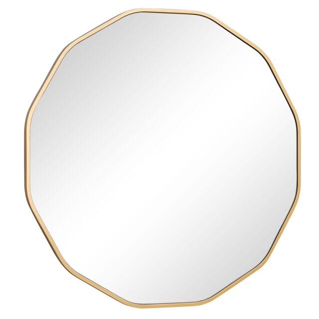 Melody Maison Large Round Gold Scalloped Wall Mirror 90cm X 90cm - Size: 90 cm X 90 cm - image 1