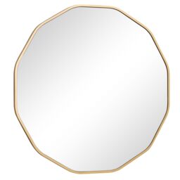 Melody Maison Large Round Gold Scalloped Wall Mirror 90cm X 90cm - Size: 90 cm X 90 cm - thumbnail 1