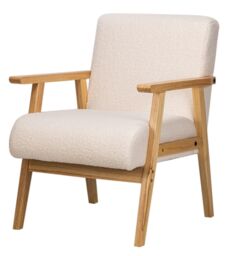 Nordlys Scandinavian Lounge Armchair with Wooden Frame in White