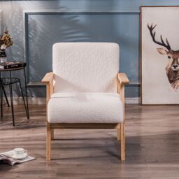 Nordlys Scandinavian Lounge Armchair with Wooden Frame in White - thumbnail 4