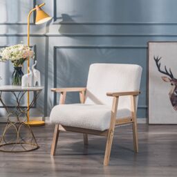 Nordlys Scandinavian Lounge Armchair with Wooden Frame in White - thumbnail 2
